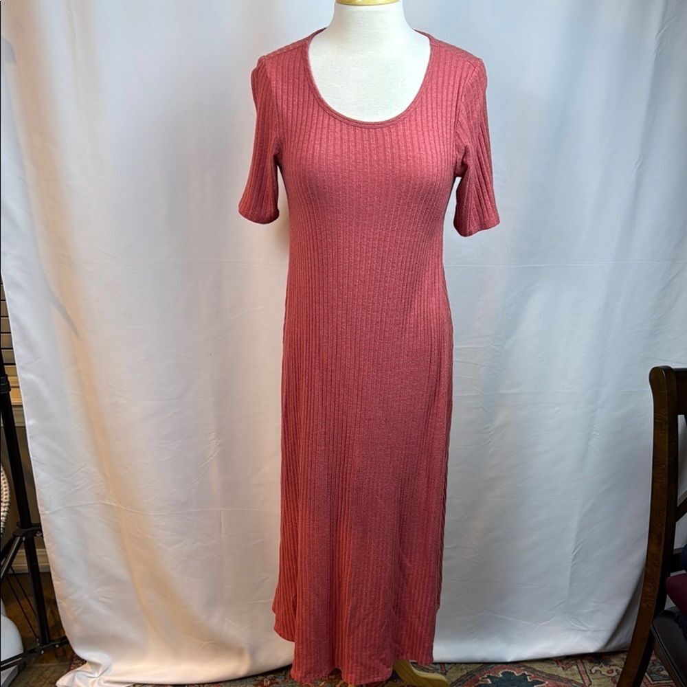 Soft Surroundings Terra Cotta Ribbed Maxi Dress, Small